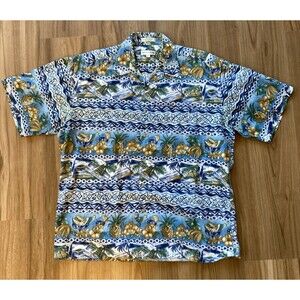 Pierre Cardin Men's Hawaiian Tropical Shirt (Size L) Button-Up, Beach Design